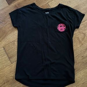 Black Justice shirt hot pink writing